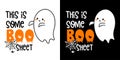 This is some boo shit with cute ghost - Halloween hand drawn lettering quoteÃÂ on t-shirt design, greeting card or poster design Royalty Free Stock Photo